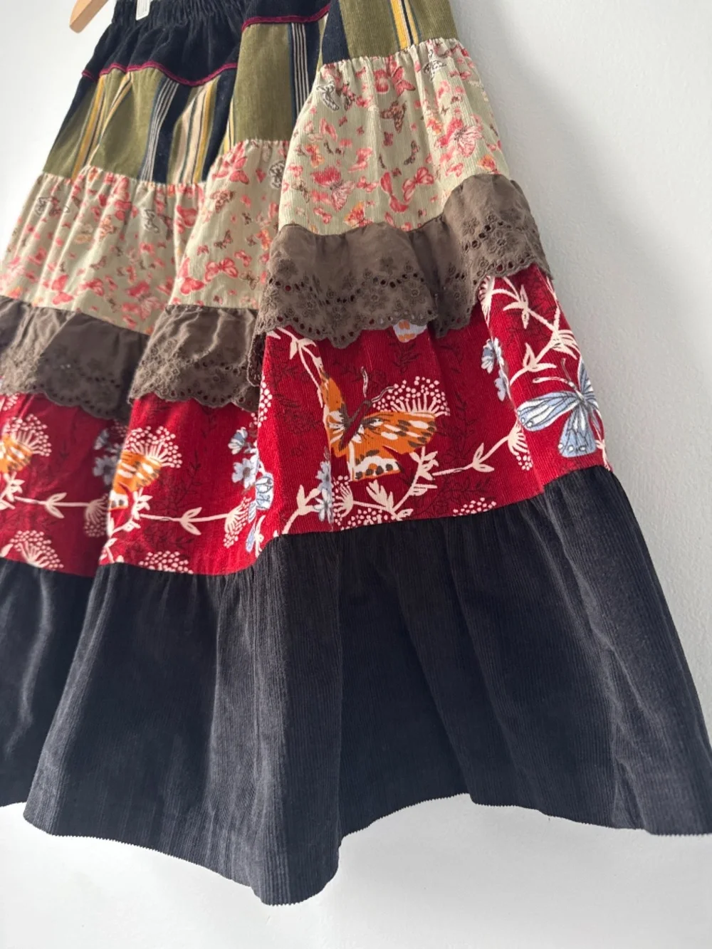 Adorable mixed print corduroy skirt